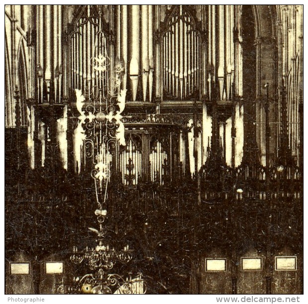 Royaume Uni Interieur De Cathedrale De Lincoln? Anciennne Photo Stereo 1865 - Stereoscopic