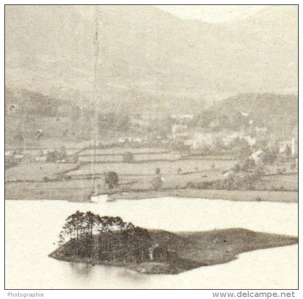 Royaume Uni Lake District Grasmere Vue De Red Bank Anciennne Photo Stereo 1865 - Stereoscopic
