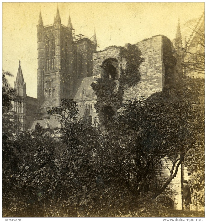 Royaume Uni Cathedrale De Lincoln Anciennne Photo Stereo 1865 - Stereoscopic