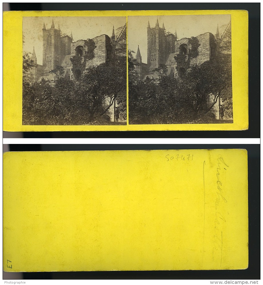 Royaume Uni Cathedrale De Lincoln Anciennne Photo Stereo 1865 - Stereoscopic
