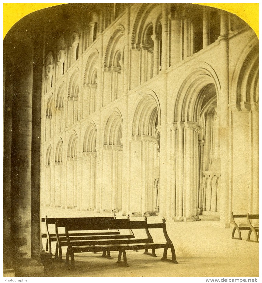 Royaume Uni Peterborough Cathedrale Interieur Anciennne Photo Stereo Sedgfield 1865 - Stereoscopic