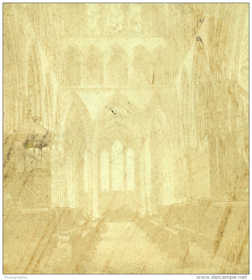 Salisbury Cathedrale Choeur Lady Chapel Anciennne Photo Stereo London Stereoscop Company 1870 - Stereoscopic