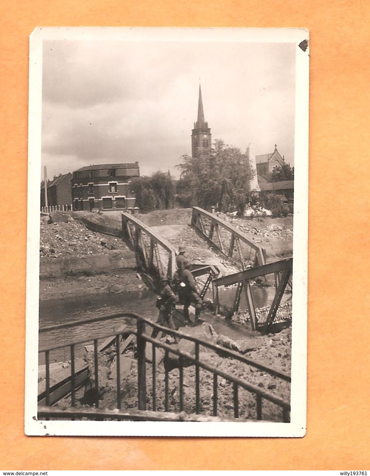 Foto Photo Onbekende Kerk In Vlaanderen -achterzijde Foto "Belgien Vormarsch 90mm X 60mm - Weltkrieg 1939-45