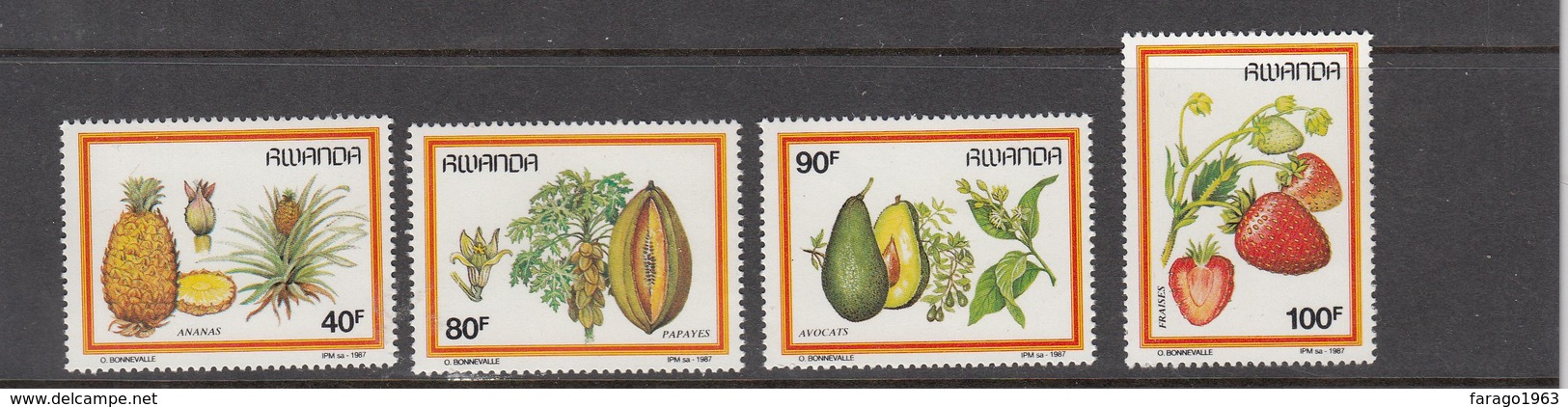 1987 Rwanda Fruits SHORT SET Only Missing Banana Low Value - Much Cheaper Than Buying Complete Set!!! - Obst & Früchte