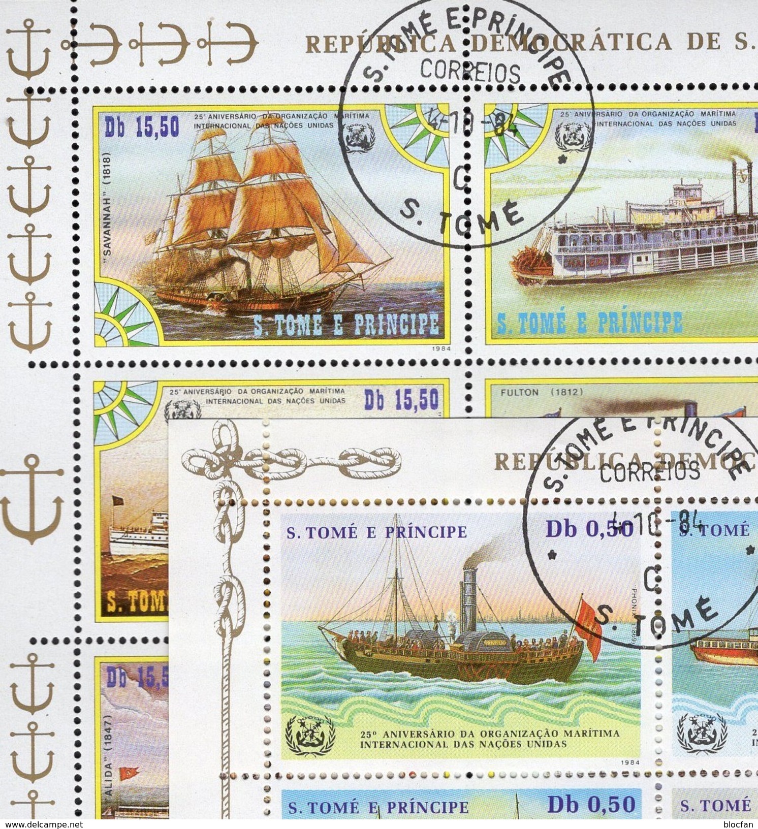 1+5 Schiffe 1984 Sao Tome 920/3+906/8 KB O 40&euro; Raddampfer Phönix Dampfer Hb Blocs Ship Sheetlets Bf St.Thomas-Insel - Sao Tome And Principe