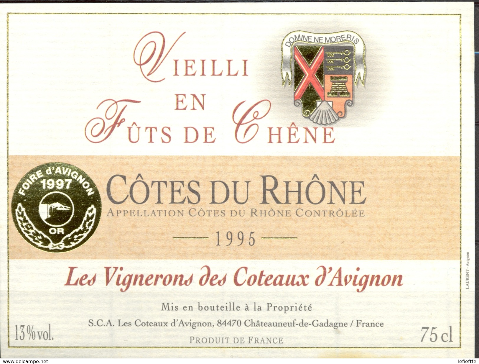 583 - France - 1995 - Côtes Du Rhône - Les Vignerons Des Côteaux D'Avignon - 84470 Châteuneuf De Gadagne - Côtes Du Rhône