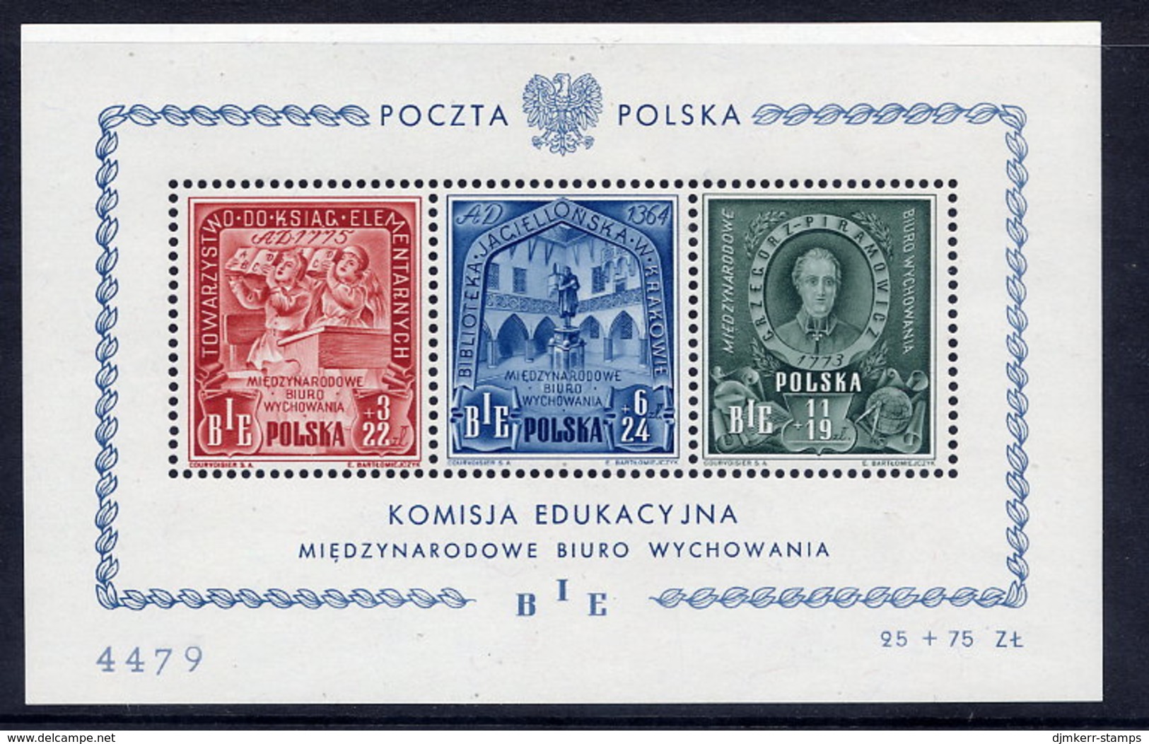 POLAND 1946 Education Fund Block MNH / **.  Michel Block 9 - Unused Stamps