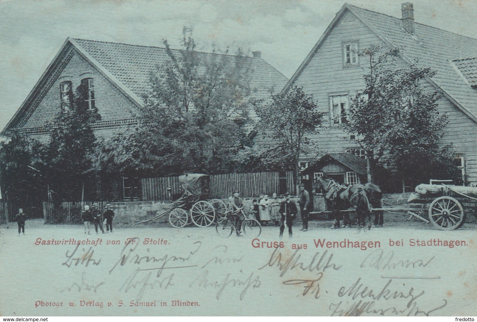 Gruss Aus Wendhagen Bei Stadthagen.Gastwirtschaft Von Fr.Stolte. Pferdefuhrwerk-Kutsche-1901. - Stadthagen