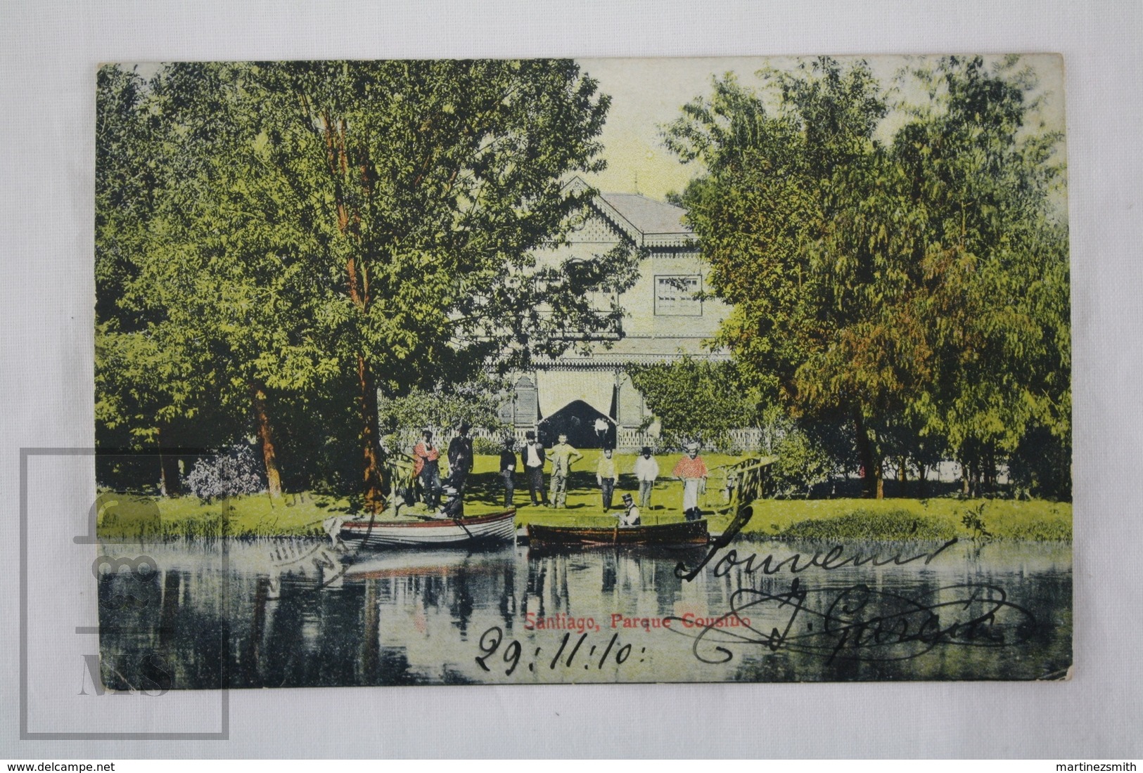 Old Postcard 1919 Postcard Santiago De Chile - Parque Cousino - Animated - Boats On The Lake - Park - Chile