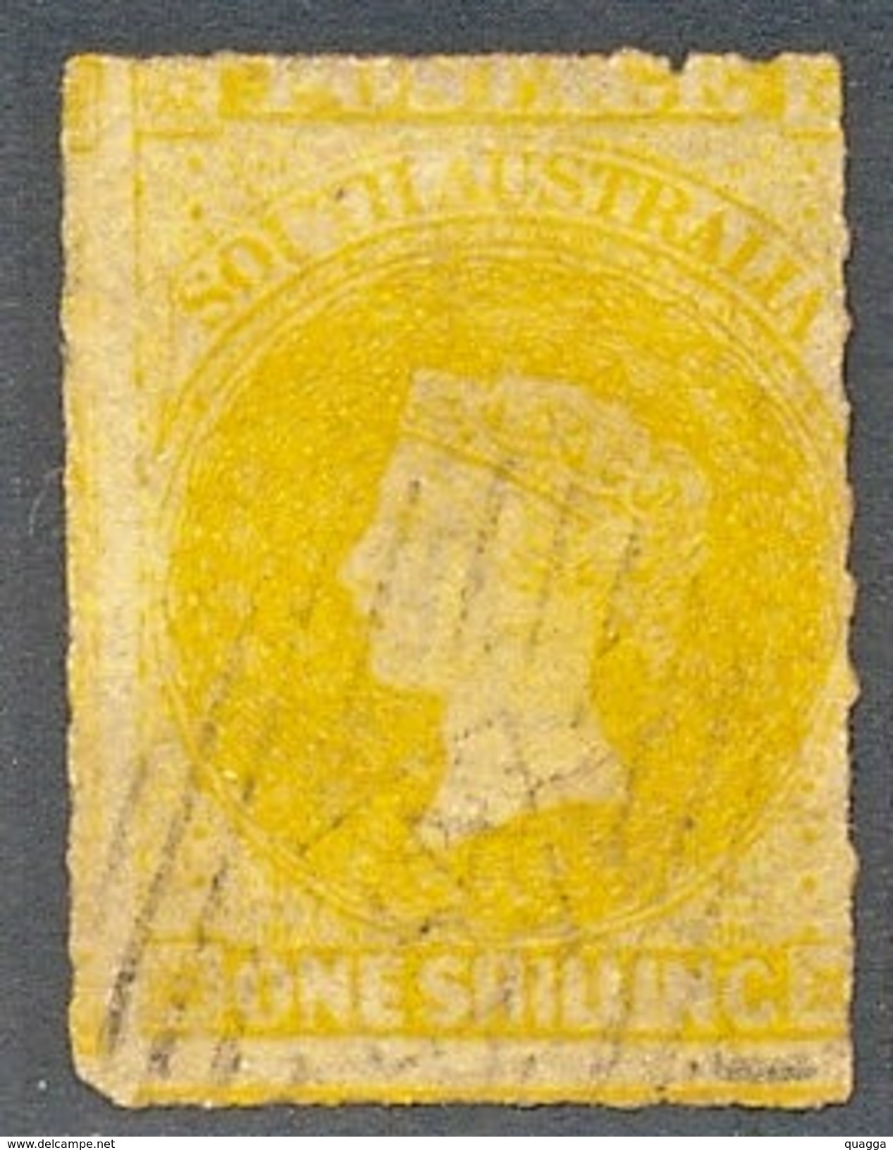 South Australia 1860. 1sh Yellow (rouletted - Large Star). SG 38. - Gebraucht