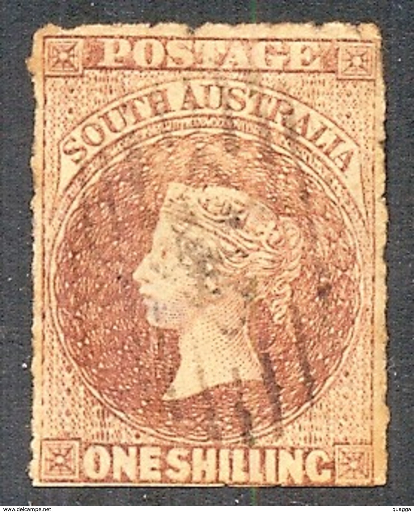 South Australia 1860. 1sh Grey-brown (rouletted - Large Star). SG 39. - Gebraucht