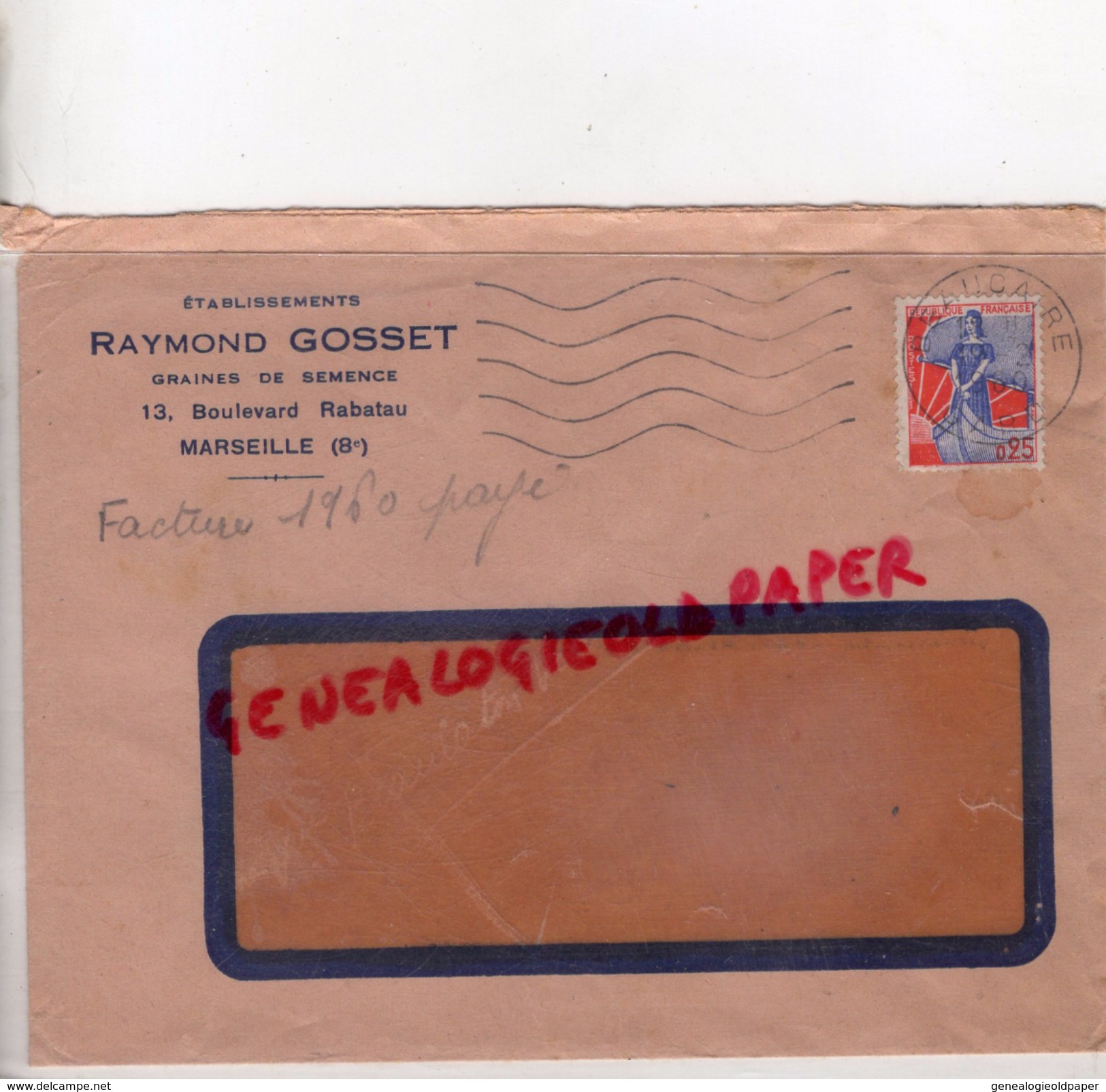 13 - MARSEILLE- ENVELOPPE RAYMOND GOSSET - 13 BD. RABATAU -1960 - 1950 - ...