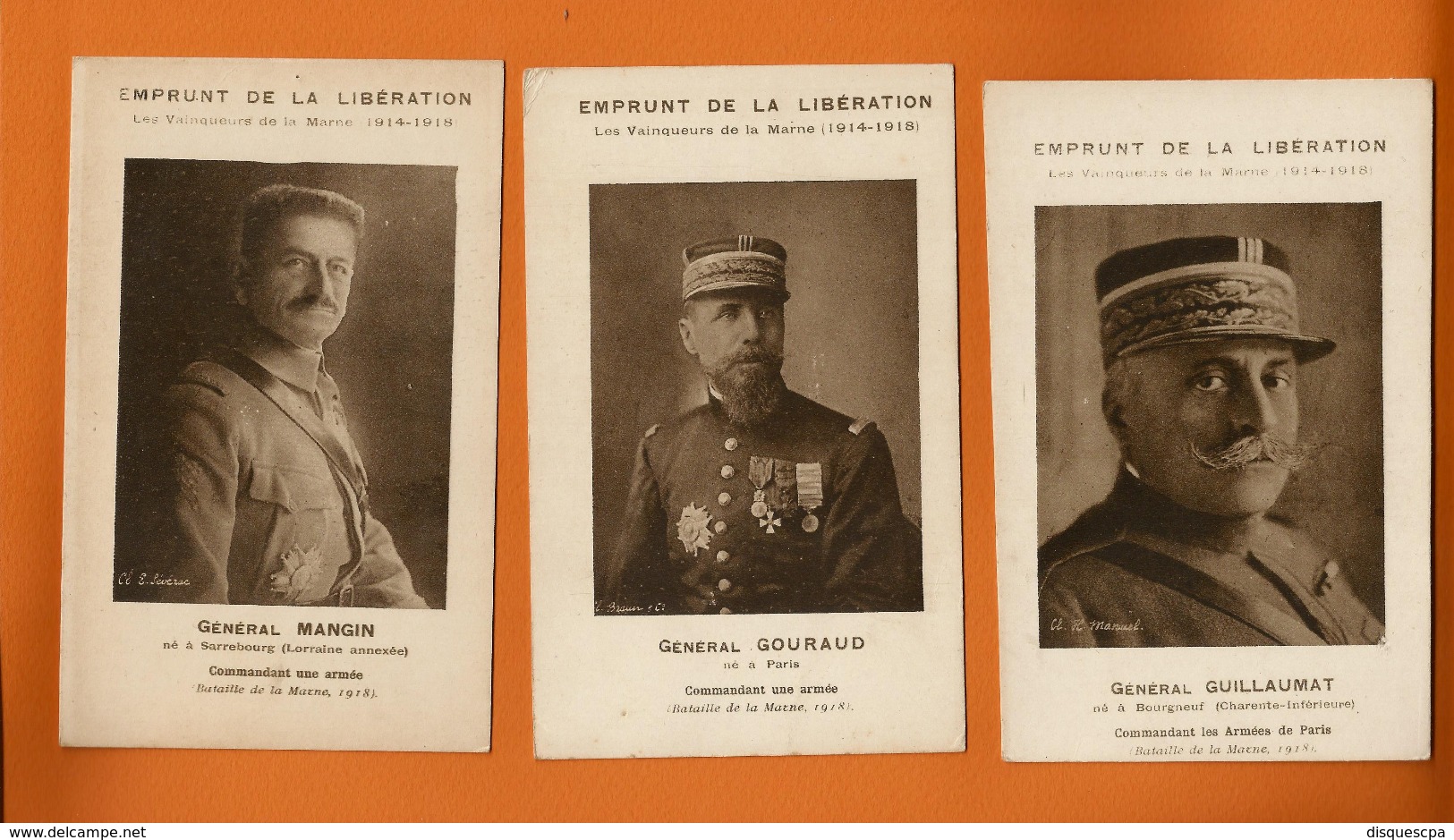 °°°  LOT 3CPA - EMPRUNT DE LA LIBERATION °°°  Guerre °°° 14 18 °° Emprunt °°  °°°  MANIN  GOURAUD GUILLAUMAT   456   °°° - Guerre 1914-18