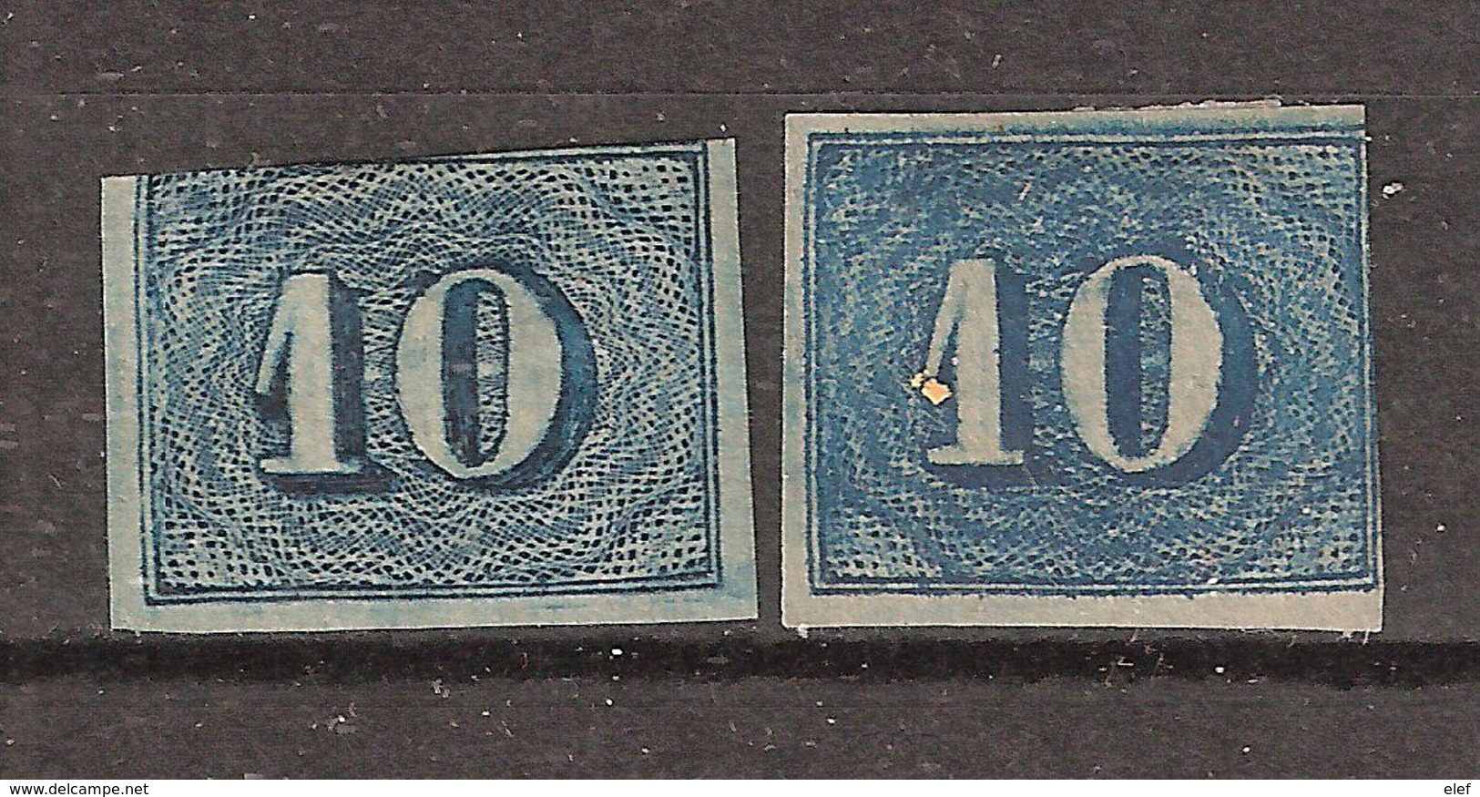 BRASIL / BRAZIL / BRESIL 1854, 2 Timbres Yvert N°19 A , 10 R BLEU Avec Nuances ,neufs (*)  B/TB Cote 32 Euros - Unused Stamps