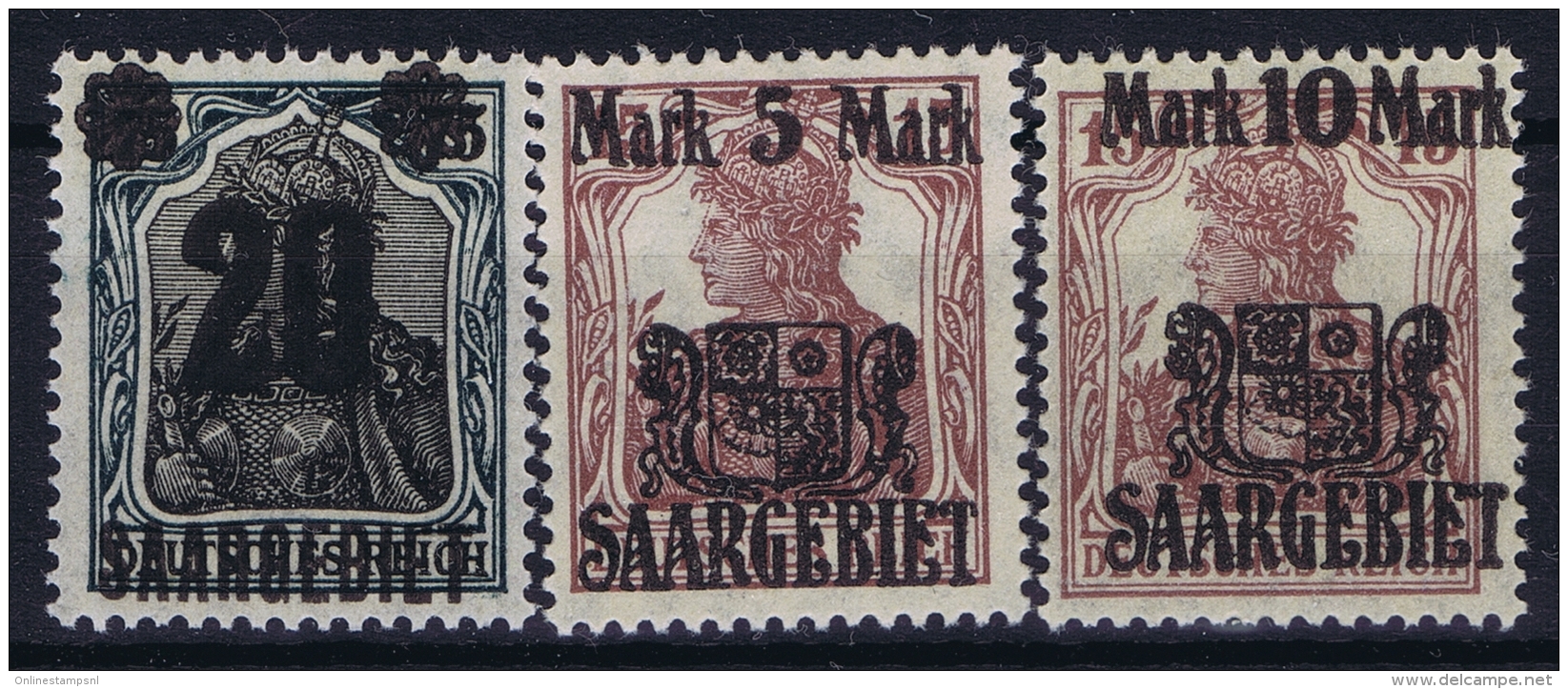 Saar Mi Nr 50 - 52 MNH/**/postfrisch/neuf Sans Charniere 1921 - Ungebraucht