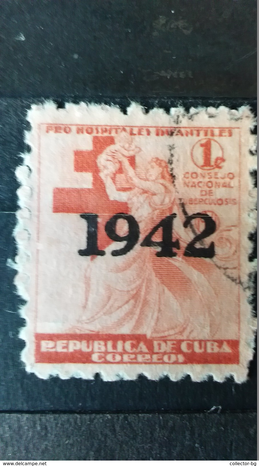 RARE 1C CORREOS CUBA OVERPRINT 1942  USED STAMP TIMBRE - Gebruikt