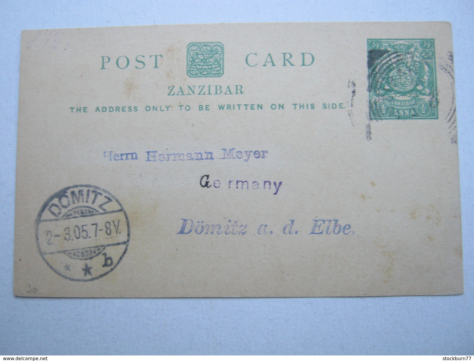 1905, ZANSIBAR,  Postcard Send To Germany - Zanzibar (...-1963)