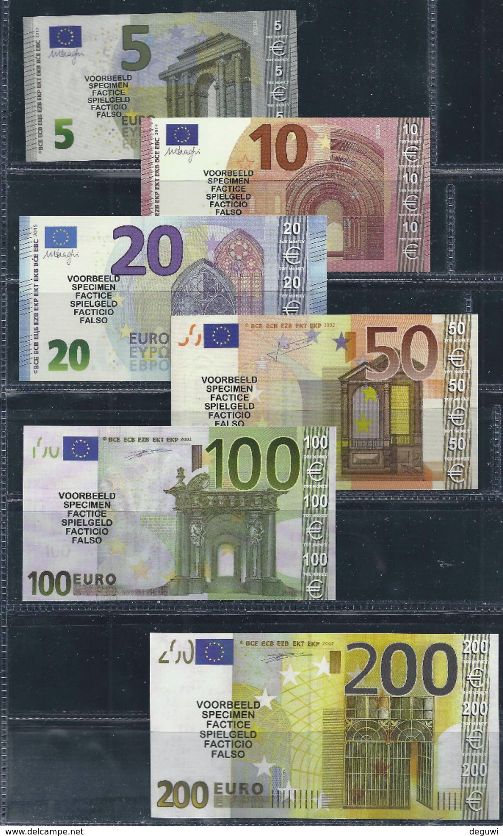 EURO SET "POLLY 5 - 200 &euro;" (Spielgeld, Play Money),  RRR, UNC , 6 Notes Scarce, 200 &euro; = 114 X 60 Mm - Other & Unclassified