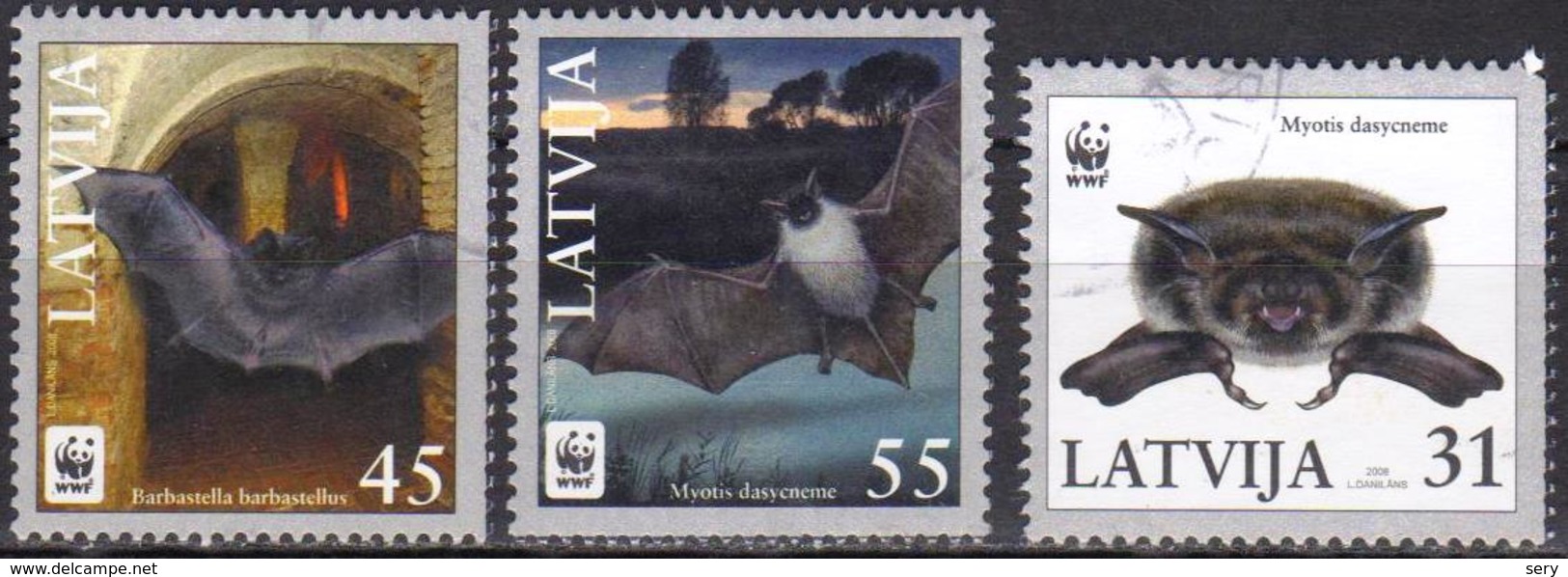 Latvia 2008  3 V   Used  Bat Bats Chauve-souris - Pipistrelli