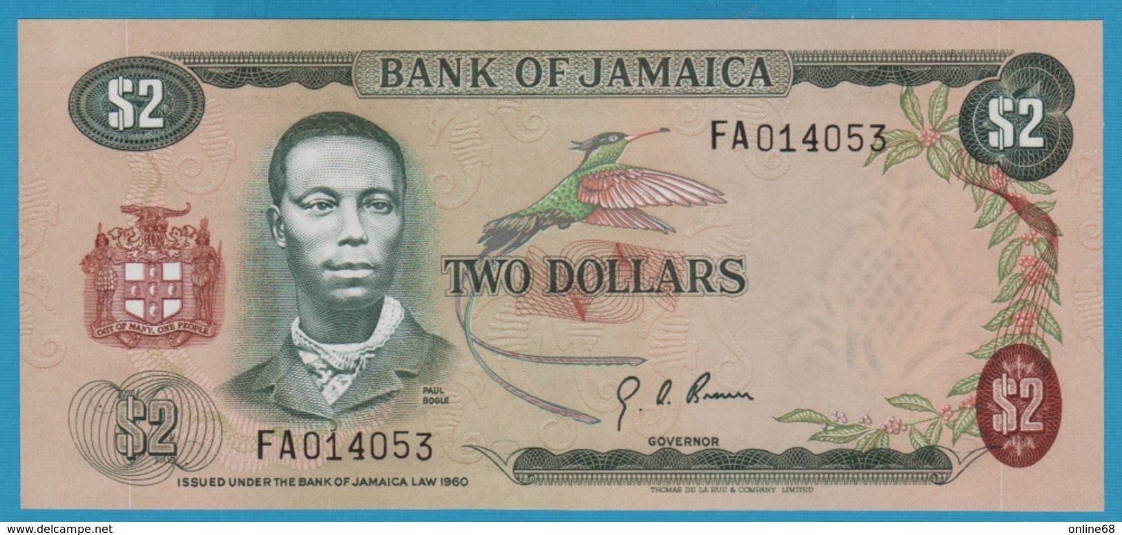 JAMAICA 2 Dollars L. 1960 (1970) 25th Anniversary Declaration Of Human Rights (1948-1973) P# 58 - Jamaique