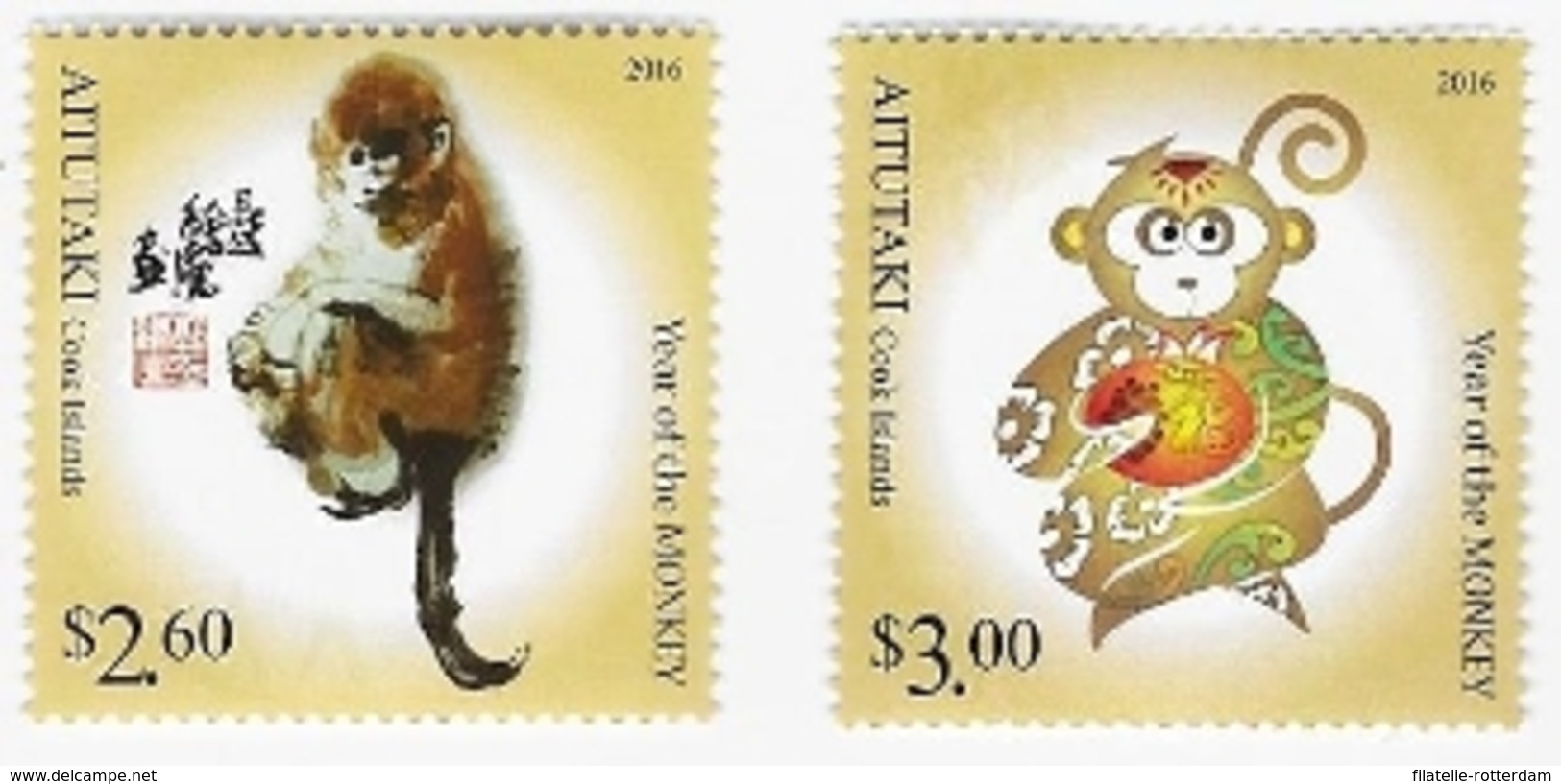 Aitutaki - Postfris / MNH - Complete Set Jaar Van De Aap 2016 - Aitutaki