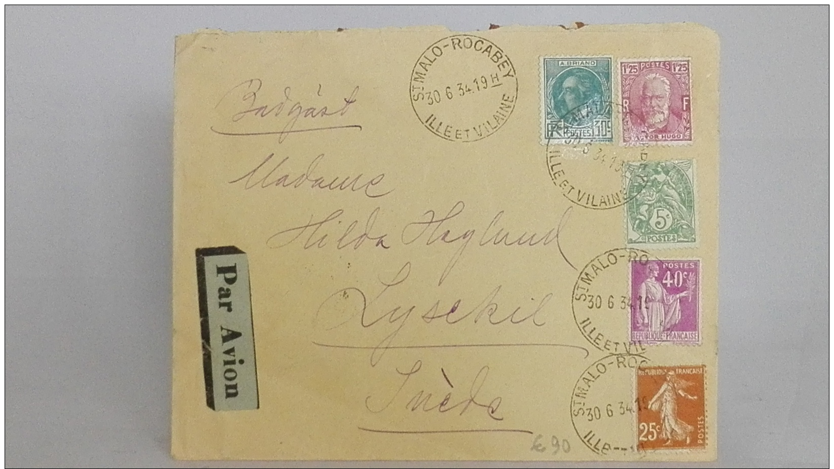 CR,BUSTA POSTALE,STORIA POSTALE ESTERA,POSTAL HISTORY,EUROPA,FINLANDIA,MALMO,POSTA AEREA,VIAGGIATA1934 - Briefe U. Dokumente