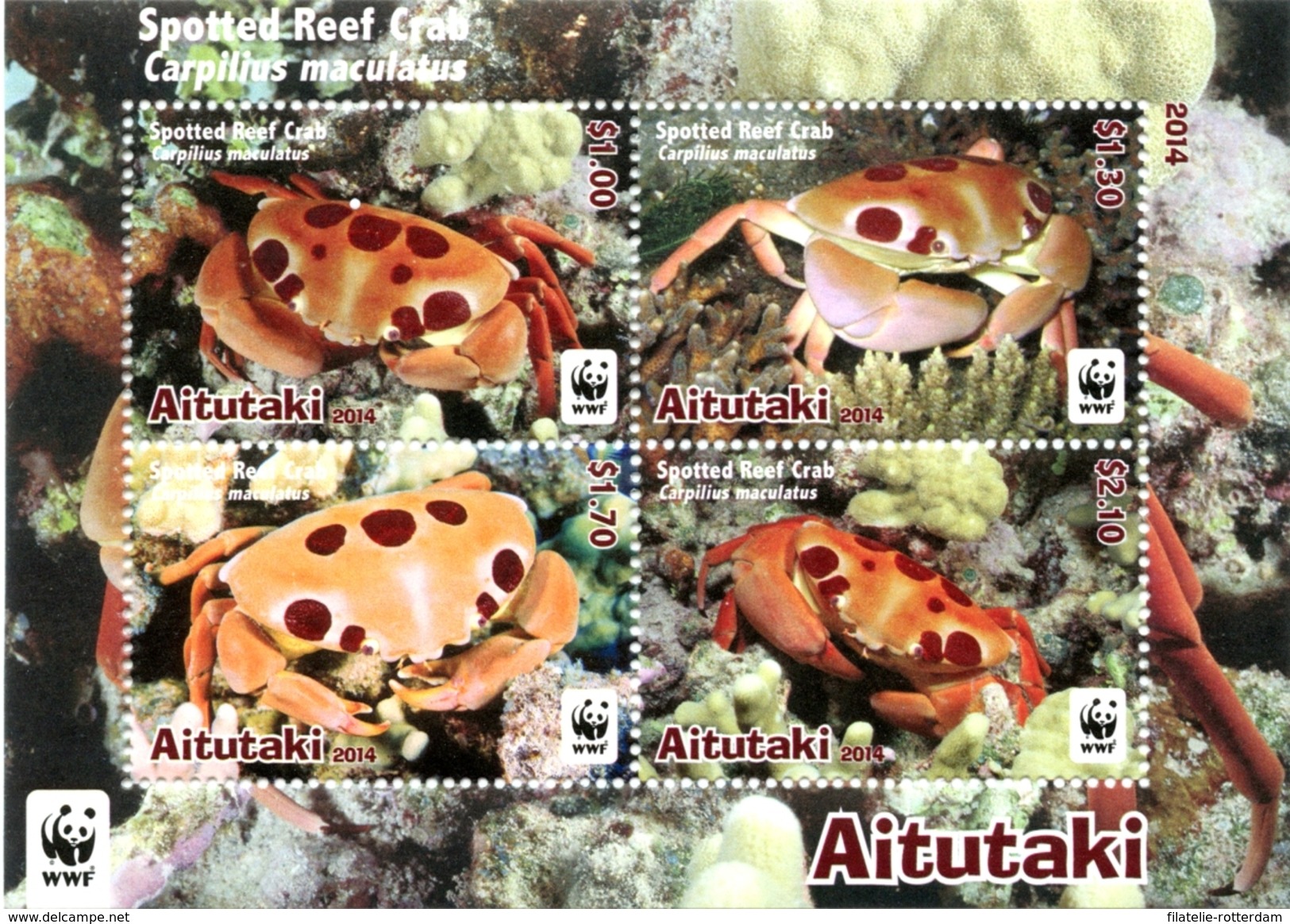 Aitutaki - Postfris / MNH - Sheet WWF, Krab 2014 - Aitutaki