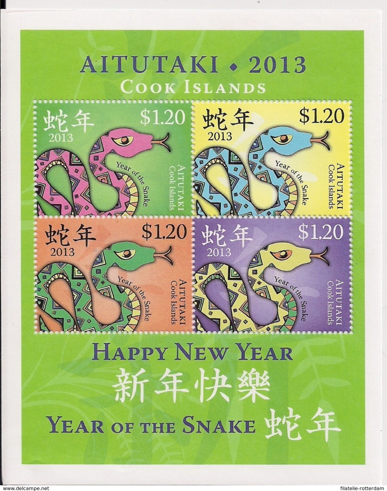 Aitutaki - Postfris / MNH - Sheet Jaar Van De Slang 2013 - Aitutaki