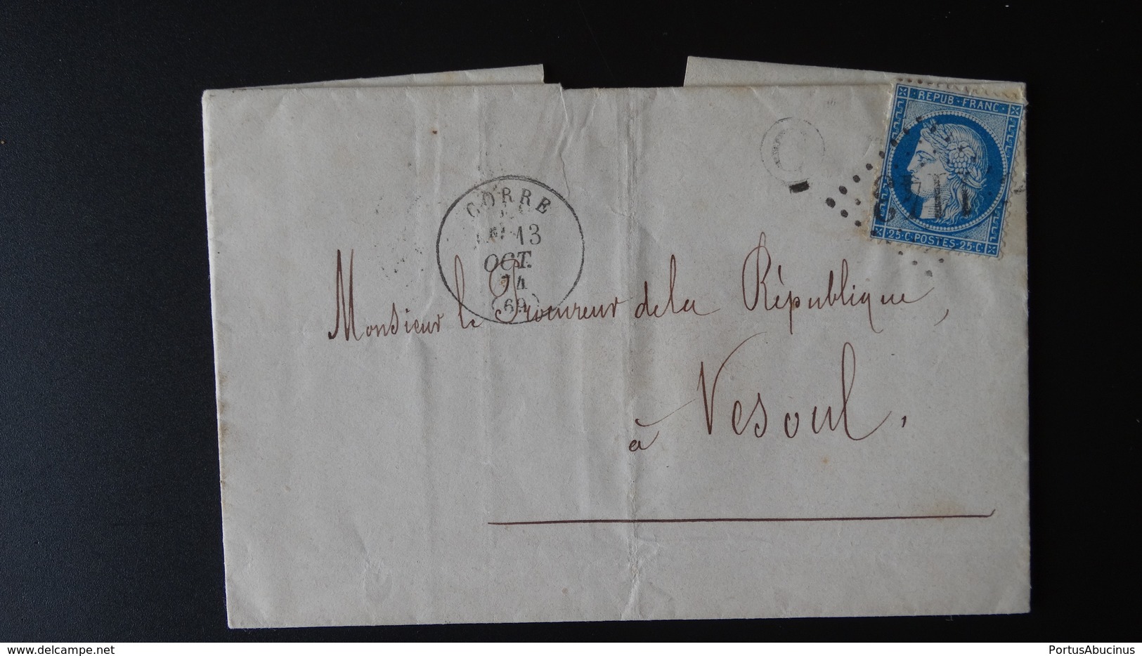 France - Lettre Enveloppe - GC 1143 Corre - 25c Cérès - Année 1874 - 1849-1876: Période Classique