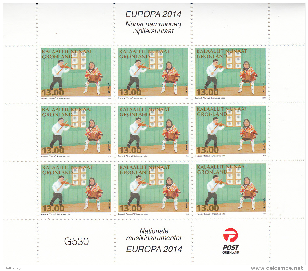 Greenland MNH 2014 Minisheet Of 9 13k Man Playing Fiddle, Woman Dancing - Music - EUROPA - 2014