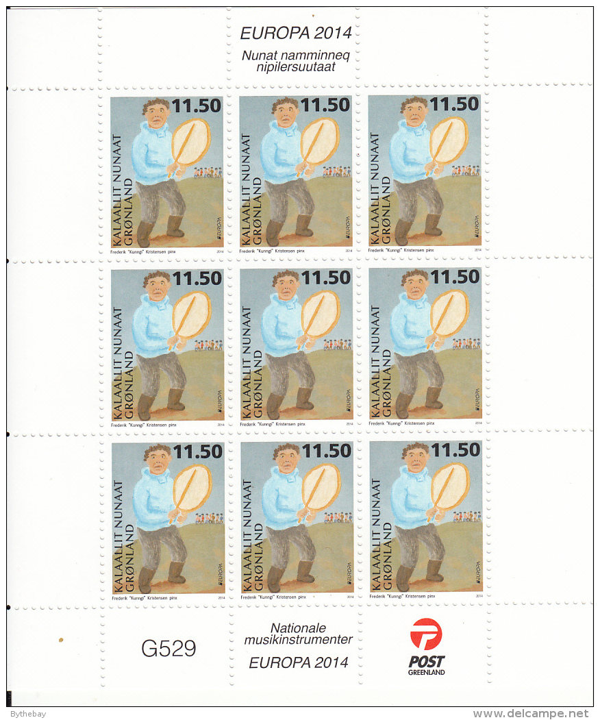 Greenland MNH 2014 Minisheet Of 9 11.50k Man Playing Drum - Music - EUROPA - 2014