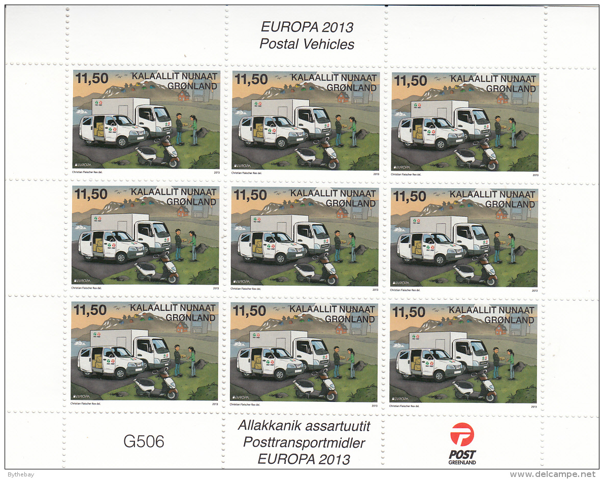 Greenland MNH 2013 Minisheet Of 9 11.50k Trucks - Postal Vehicles - EUROPA - 2013