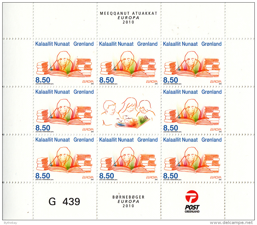 Greenland MNH 2010 Minisheet Of 8 Plus Label 8.50k Child Reading Book - EUROPA - Neufs