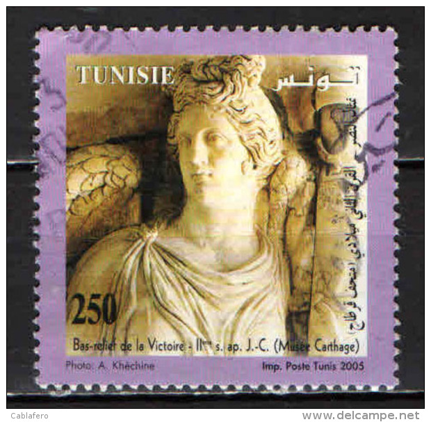 TUNISIA - 2005 - LA VITTORIA - ANTICA SCULTURA - PERIODO ROMANO - USATO - Tunisia (1956-...)