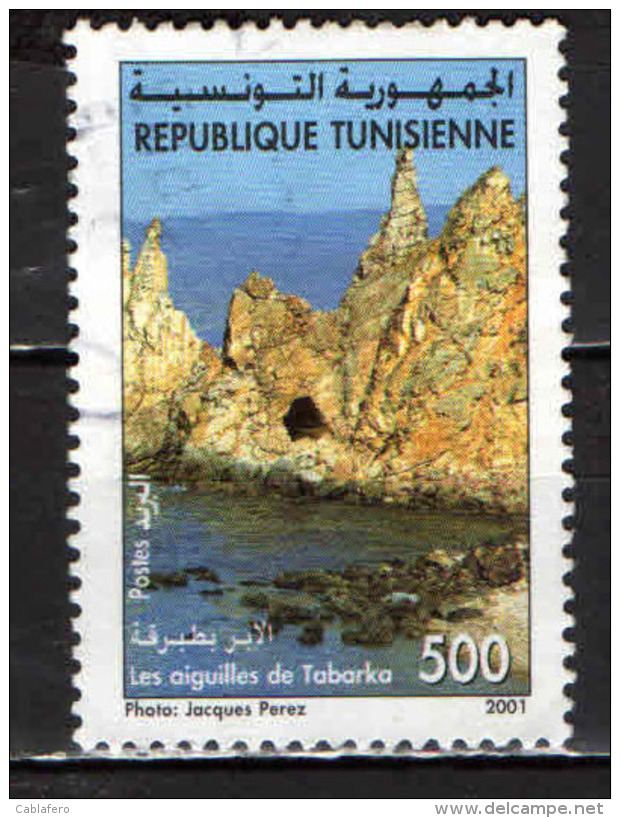 TUNISIA - 2001 - ROCCE MARINE DI TBARKA - USATO - Tunisia (1956-...)