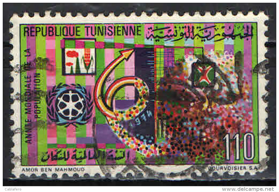 TUNISIA - 1974 - GIORNATA MONDIALE DELLA POPOLAZIONE - USATO - Tunisia (1956-...)