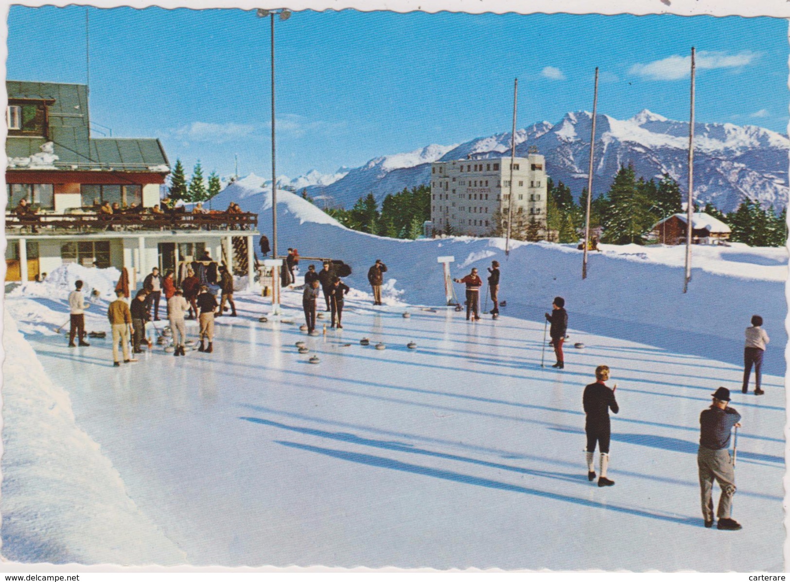 SUISSE,valais,CRANS SUR SIERRE,prés D´icogne,lens Montana,PATINOIRE,CURLING,JEU - Sierre