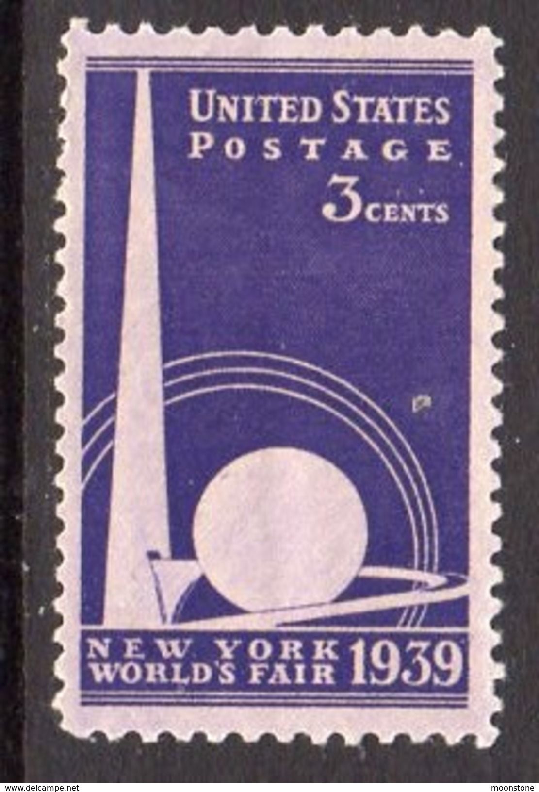 USA 1939 3c New York World's Fair, Lightly Hinged Mint (SG 850) - Ungebraucht
