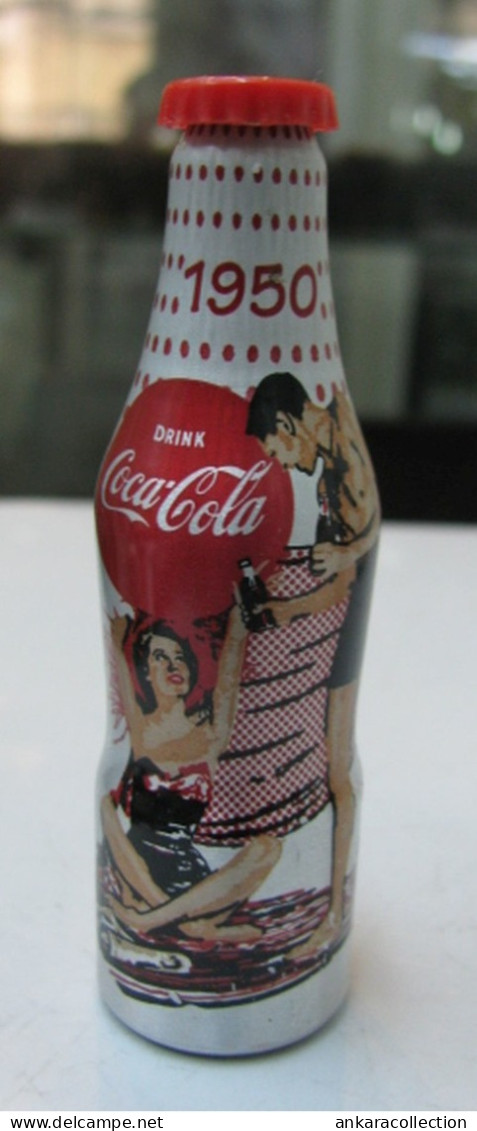 AC - COCA COLA 100th YEARS OF COLA  ALUMINUM MINI BOTTLE KEYRING - KEY HOLDER 1950 BRAND NEW FROM TURKEY - Portachiavi