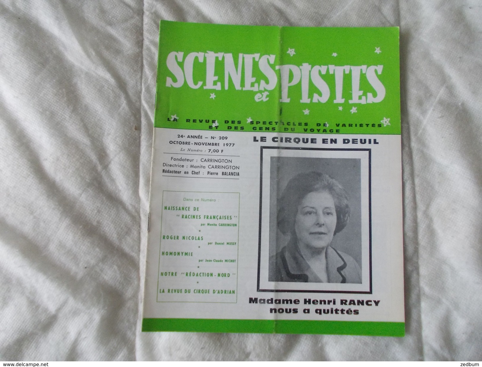 SCENES ET PISTES La Revue Des Spectacles De Variétés Et Des Gens Du Voyage N° 209 Octobre Novembre 1977 - Autres & Non Classés