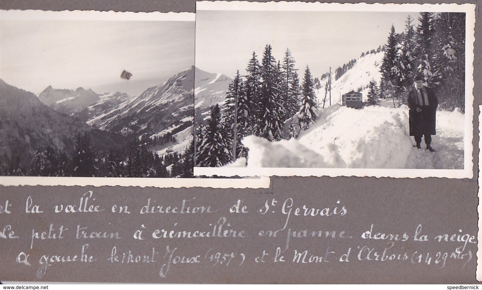 GX Page Recto-verso Album Hivers1949-1950 -voyage Dans Les Alpes Col Voza Saint Gervais Bionnassat Arbois Megeve - Lieux