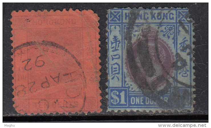 10c QV &amp; $1 Edward, Hong Kong Used, As Scan - Neufs