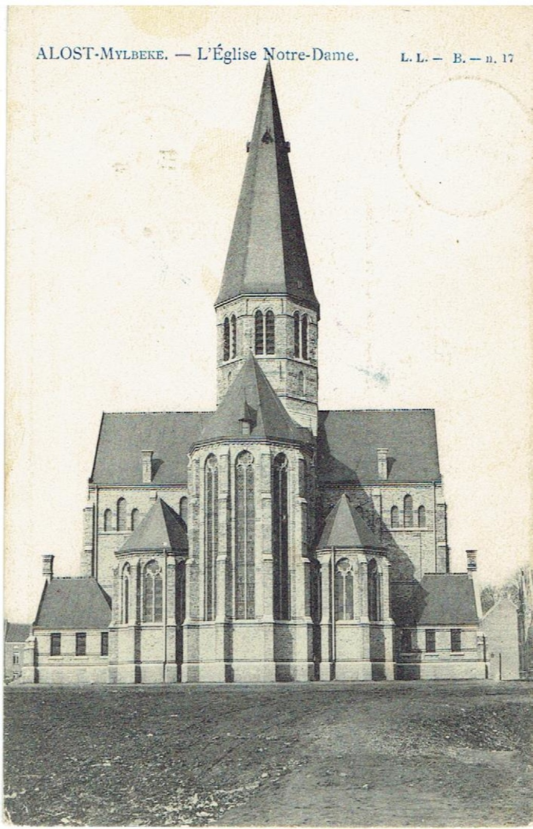 ALOST - Mylbeke - L' Eglise Notre-Dame - L.L - B. N° 17 - Stempelfout 1906-1960 - Erreur Dans Le Cachet - Aalst