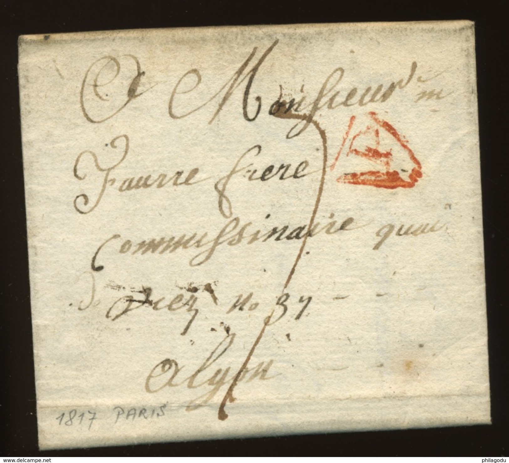 1817  Lettre De Paris Vers Lyon - 1801-1848: Précurseurs XIX