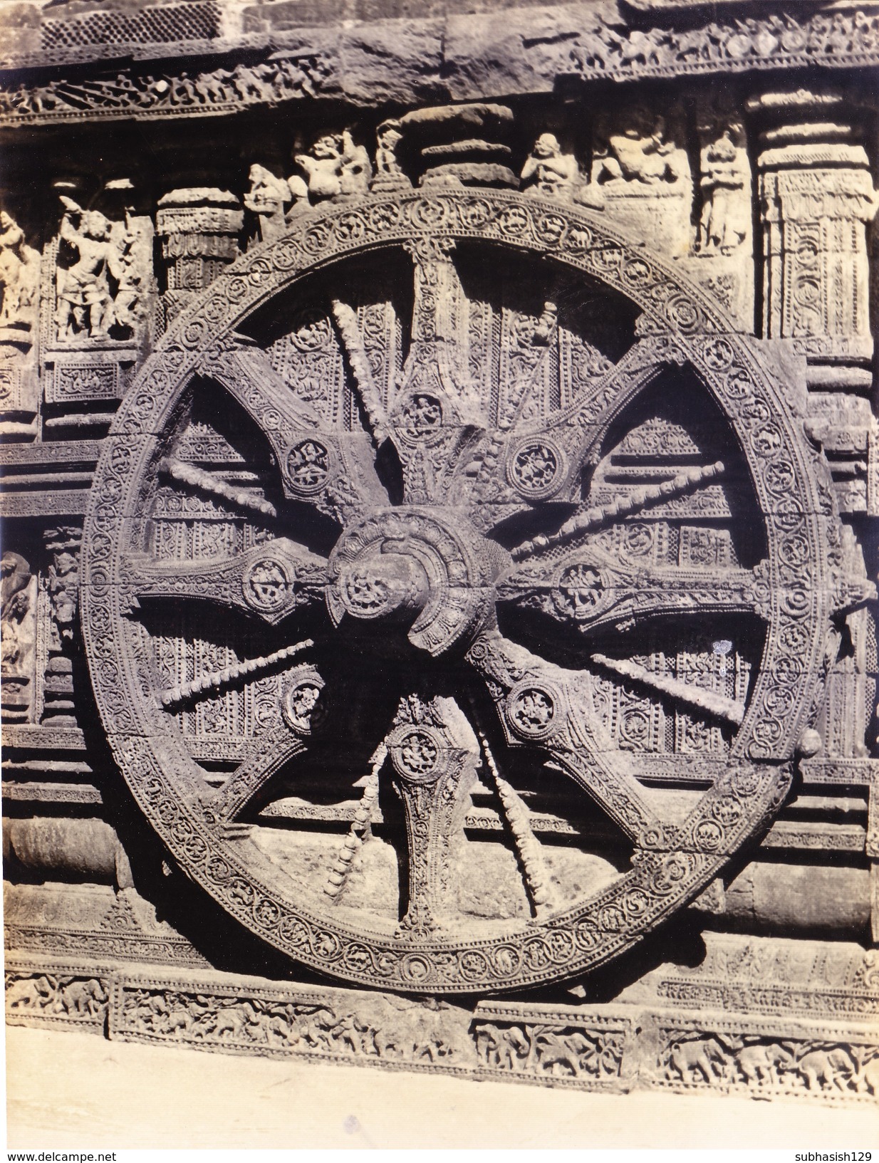 INDIA, OLD BLACK & WHITE BIG, RARE SIZE ORIGINAL PHOTOGRAPH - INDIAN TRADITIONAL STONE SCULPTURE / ARCHITECTURE - Other & Unclassified