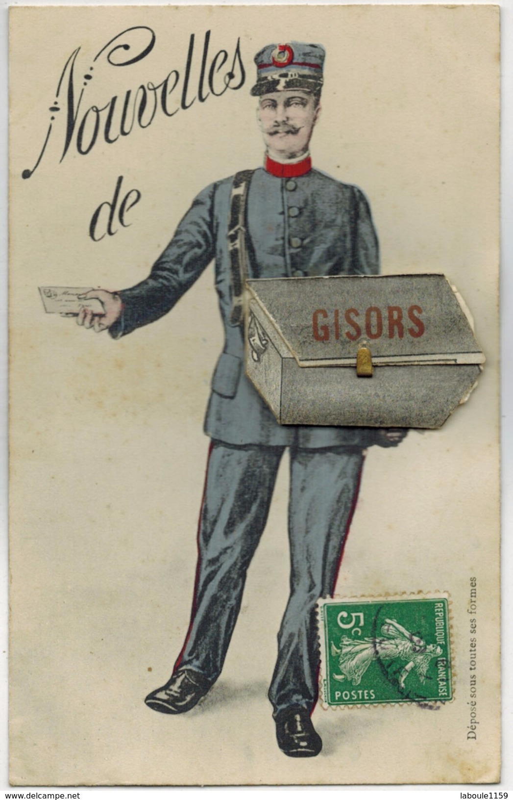 METIERS THEME FACTEUR LA POSTE : Carte à Système 10 Vues En Dépliant Caché  " Nouvelles De GISORS " - Correos & Carteros