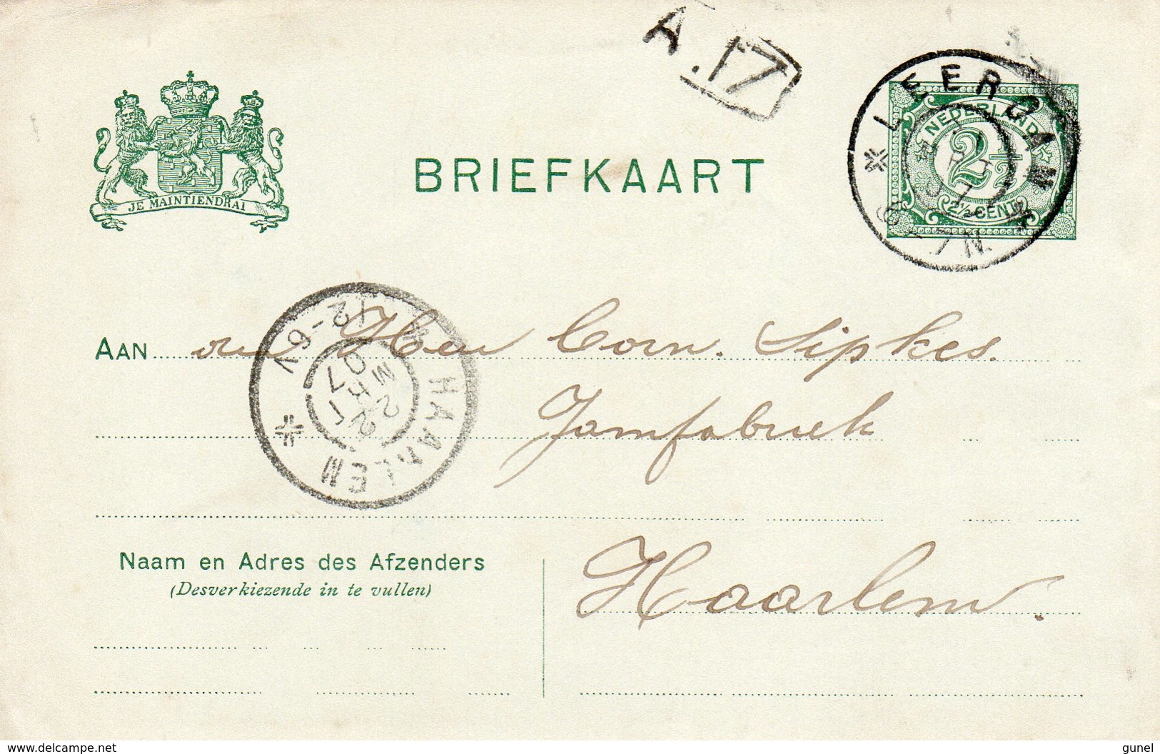 1907 Grootrond LEERDAM Op Bk  Naar Haarlem - Postal History