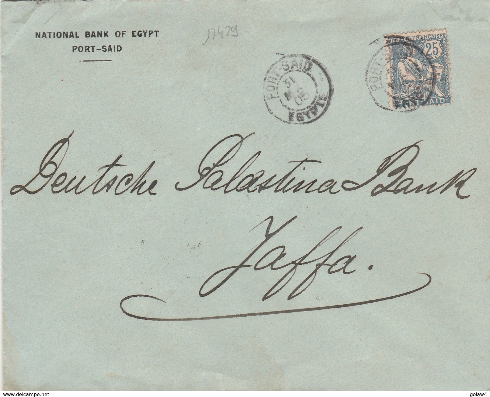 17429# MOUCHON LETTRE Obl PORT SAÏD EGYPTE 1905 Pour JAFFA PALESTINE - Covers & Documents