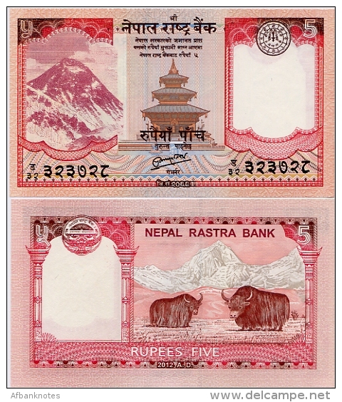 NEPAL       5 Rupees       P-69        2012 / BS2069      UNC  [ Sign. 19 ] - Nepal