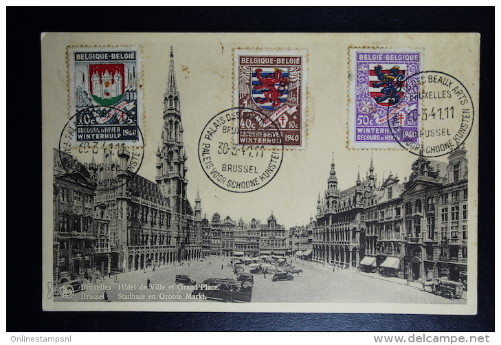 Belgium POstcard 1941  OBP Nr 538 + 540 + 541 Paleis Voor Schone Kunsten Brussel - Briefe U. Dokumente